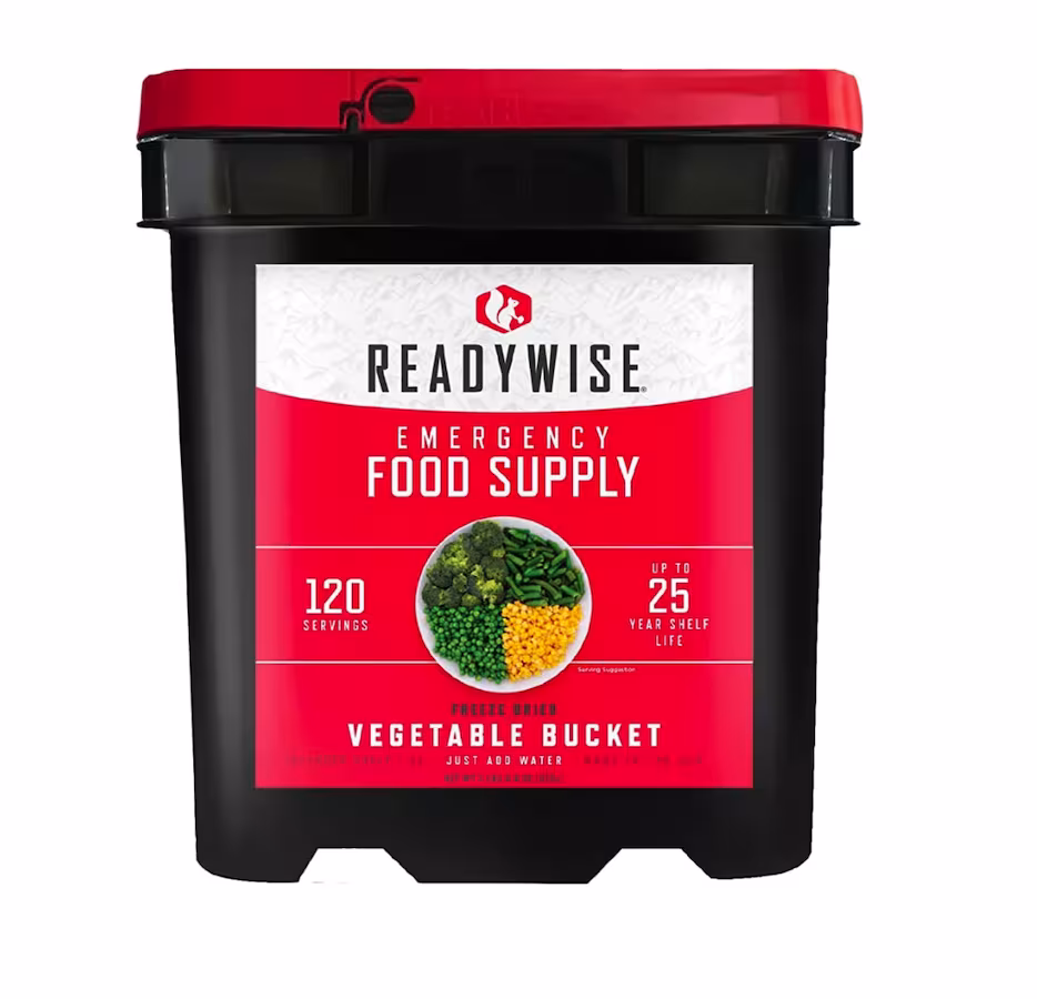 Cubo de verduras liofilizadas para 120 porciones, hasta 25 años. PVP: €239,99 EUR